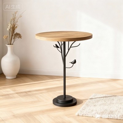 TiramisuBest Vintage Metal Round Coffee Table End Table Frost Black Accent Table Small Space Sofa Side Indoor Outdoor 15.7" Easy Assembly