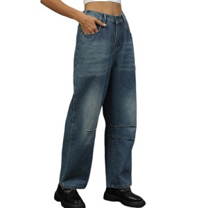 BLUEMING Barrel Jeans for Women Trendy High Waist Casual Wide Leg Baggy Stretch Denim Trouser Ankle Pants - 1 of 4