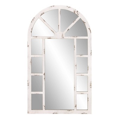 24" x 40" Arch Windowpane Decorative Wall Mirror Off White - Patton Wall Decor