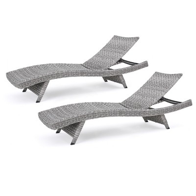 Crete Set of 2 Wicker Chaise Lounge - Gray - Christopher Knight Home