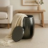 happimess Merida Modern Rustic Hammered Metal Drum Storage Side Table with Lid - 2 of 4