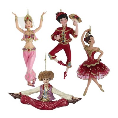 Kurt Adler Resin Ornaments for Christmas Tree, Nutcracker Suite International Dancers, Assorted (Set of 4)