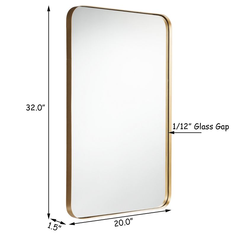 Costway 32"x20" Wall-Mounted Rectangle Mirror Metal Frame Bathroom Entryway Gold, 3 of 11