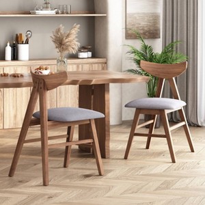 Christopher Knight Home Set of 2 Stocker Upholstered Dining Chairs Dark Gray/Walnut - 1 of 4