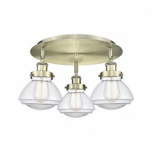 Olean - 3 Light Flush Mount In Art Deco Style-8 Inches Tall and 18.25 Inches Wide - 1 of 1