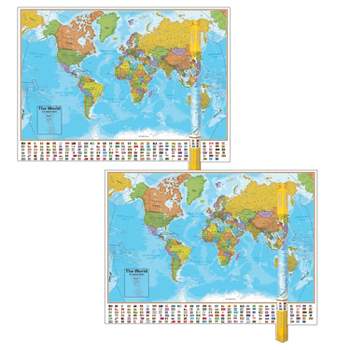 Hemispheres® Blue Ocean Series World Laminated Wall Map, 38" x 51", Pack of 2