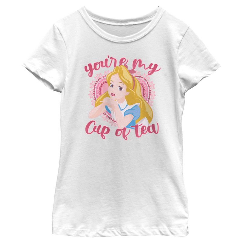 Girl's Alice in Wonderland Valentine's Day You're my Cup of Tea T-Shirt, 1 of 5