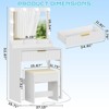 White Particle Board Veneered with Textured Melamine, 1-drawer 3-compartment Dressing Table Set with 8 Three-color Dimmable Bulbs - 4 of 4