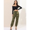 Allegra K Women's Drawstring Elastic High Rise Silky Solid Satin Pants  Green Large