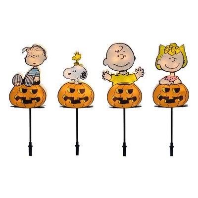 Peanuts 26in Peanuts PreLit PVC Pathway Markers 4count Great Pumpkin Gang, Orange