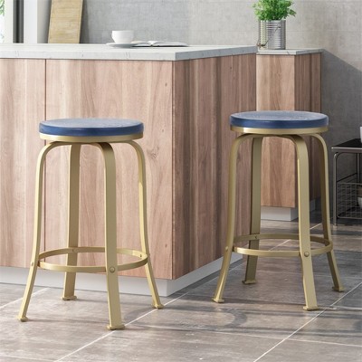 Bar Stool Chairs With Powder-coated Frame, Sleek Wooden Seating Barstools With Swivel Function For Kitchen Island Bar Livingroom 24.25 Inches