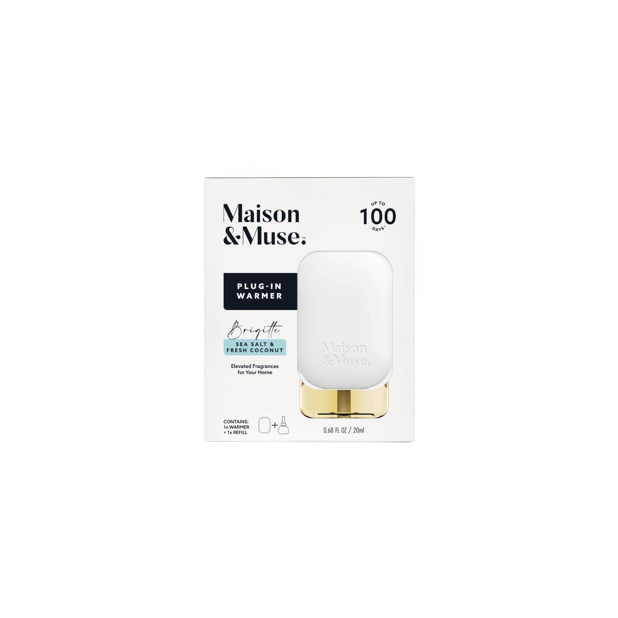 Maison&Muse Plug-In Wall Diffuser Starter Pack Aromatherapy Diffusers - Sea Salt & Fresh Coconut Brigitte - 0.68 fl oz