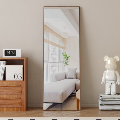 FONTOI Floor Standing Mirror with Stand, Wall Mounted Hanging Mirror, Makeup Mirror, Dressing Mirror for Bedroom, Cloakroom, Clear, 0.79"*65"*23"