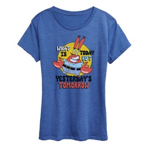 Women's - SpongeBob SquarePants - What Is Today Yesterdays Tomorrow Short Sleeve Graphic T-Shirt - 1 of 4