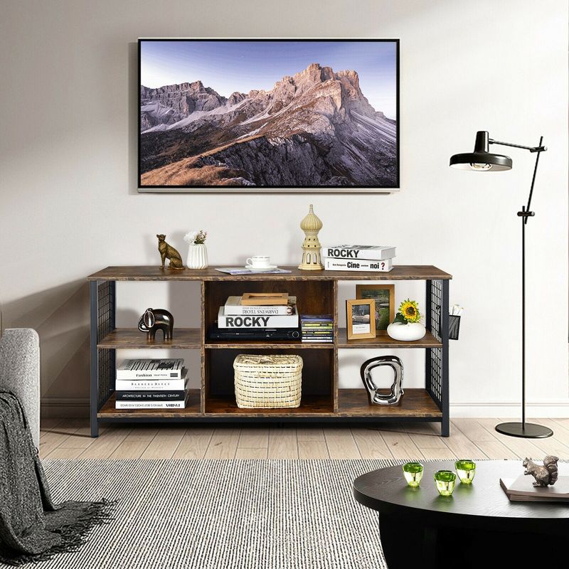 Costway 3-Tier TV Stand for TV's up to 65'' Entertainment Media Center w/Storage Basket, 4 of 11