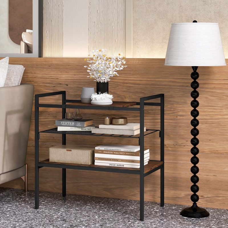 Costway Industrial Entryway Table 3-Tier Sofa Side Table with Removable Panel & Mesh Shelf, 5 of 11