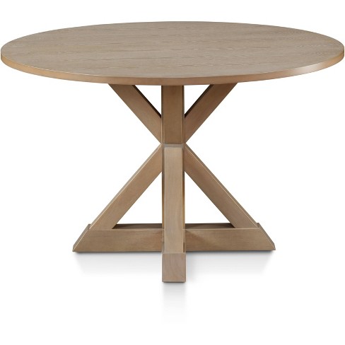 Alfred Round Dining Table Rustic Beige, Rustic Round Wooden Kitchen Table