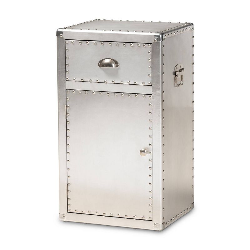 Serge Metal 1 Door Accent Storage Cabinet Silver - Baxton Studio, 1 of 13