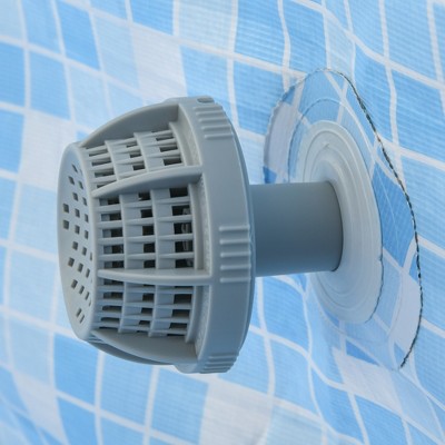 Outsunny 14' Gray Steel Frame Round Pool with Filter Pump