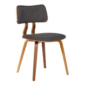 FurniFact,Modern Mid-Century Dining Chair with Walnut Wood Frame and Charcoal Fabric - 1 of 4