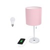 Creekwood Home Oslo 19.5" USB Port Feature Metal Table Desk Lamp in White with Feit LED (Includes LED Light Bulb) Light Pink - 3 of 4