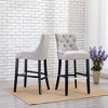 WestinTrends 29" Linen Tufted Buttons Upholstered Wingback Bar Stool (Set of 3) - 2 of 4