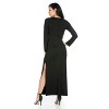 24seven Comfort Apparel Long Sleeve Side Slit Fitted Black Maxi Dress - 3 of 4