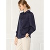 INSPIRE CHIC Women's Puff Long Sleeve Point Collar Vintage Button Work Satin Shirt - 4 of 4