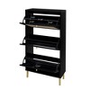 SKRAN Freestanding Rattan Shoe Cabinet, Narrow Hidden Shoe Storage Rack with 3 Flip Drawers for Entryway, Living Room and Porch - 4 of 4