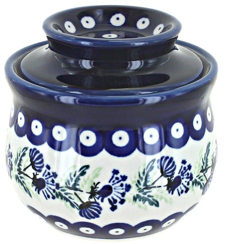 Kook Butter Keeper Dish, Ceramic Crock With Lid, For Soft Butter