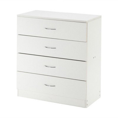 GlasFlength Utility Storage Cabinets Four Drawer Dresser with Modern Simple Design for Bedroom Living Room, White, 25.98"*13"*28.7"