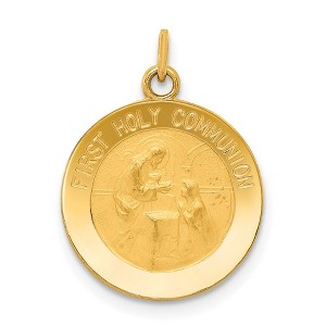 Black Bow Jewelry 14k Yellow Gold First Holy Communion Charm, 15mm (9/16 inch) - 1 of 4