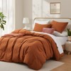 Angel Sar 100% Washed Cotton Duvet Cover Set, Twin Size Fade-Resistant Bedding with Pillow Sham, Natural - 2 of 4