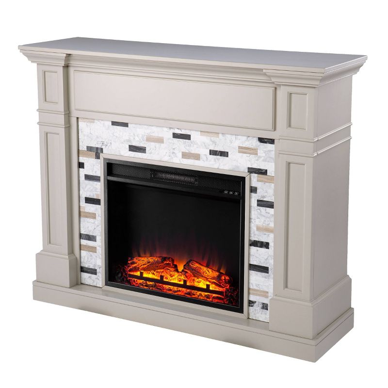 Talsham Fireplace with Marble Surround Gray - Aiden Lane, 6 of 15