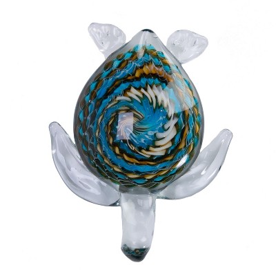Beachcombers Blue/Brown Swirl Turtle Glass