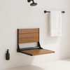 Home Aesthetics 18" ADA Compliant Folding Teak Wood Shower Bench Seat Medical Wall Mount Black - 2 of 4