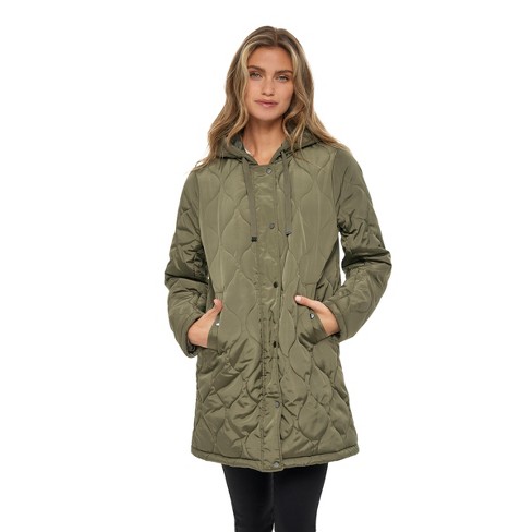Women's Onion Quilted Jacket With Hood - S.e.b. By Sebby Sage Medium ...