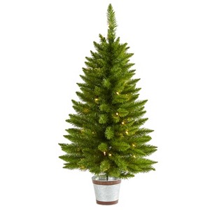 3ft. Pine Artificial Christmas Tree with 50 Warm White Lights and 114 Branches – Perfect Mini X-Mas Holiday Accent - 1 of 4
