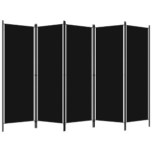 vidaXL 5-Panel Room Divider - Freestanding Black Polyester Screens, Privacy Partition/Home Decor, Powder-Coated Iron Frame - 1 of 4