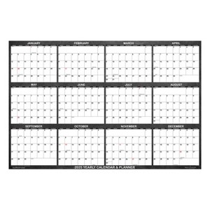 2025 Wall Calendar 24" x 36" Chalkboard Designer Series, Large SwiftGlimpse Erasable: Lay-Flat, Black Wash, All Ages - 1 of 4