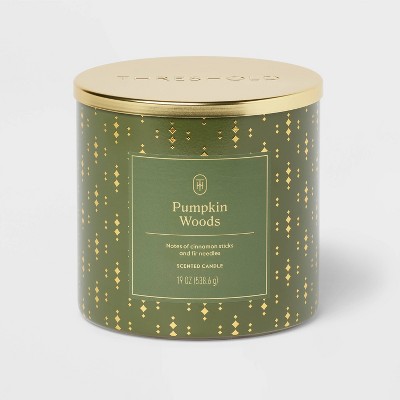 3-Wick Lidded Glass Pumpkin Woods Jar Candle 19oz - Threshold™
