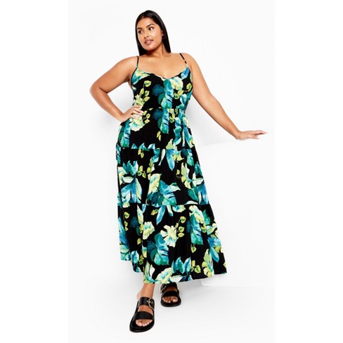 CITY CHIC Women s Plus Size Oasis Print Maxi Dress aqua 14W