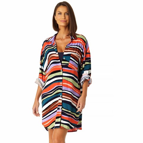 Anne Cole - Women's Button Down Shirt Swimsuit Cover Up : Target
