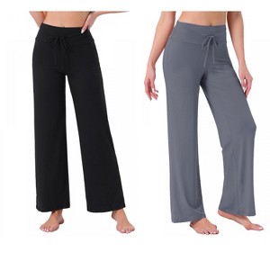 INSPIRE CHIC Women's 2 Pcs Pajama Pants Wide-Leg Casual Lounge Yoga Drawstring Bottoms - 1 of 4