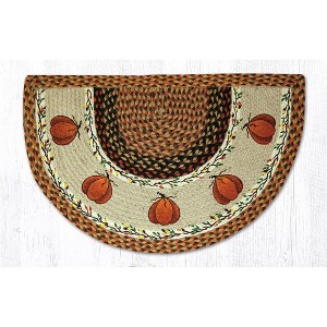 Earth Rugs Harvest Pumpkin Printed Slice Tread – 18"x29" Fall Half-Round Jute Accent Mat - 1 of 3