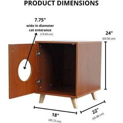 Small Brown Wood Hidden Cat Litter Box Cabinet