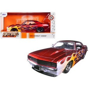 1969 Chevrolet Camaro Red with Flames 1/24 Diecast Model Car by Jada - 1 of 3