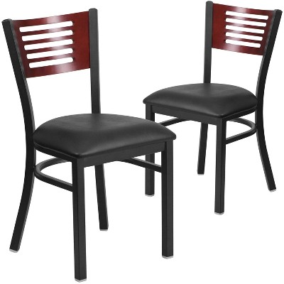 Emma and Oliver 2 Pack Decorative Slat Back Metal Restaurant Chair
