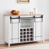 Wine Bar Cabinet,47" Farmhouse Coffee Bar Cabinet with Sliding Barn Door, Buffet Sideboard Cabinet with 16 Bottle Wine Rack - 3 of 4