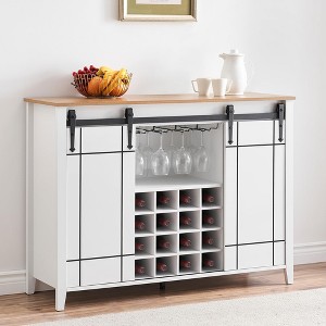 homfan Farmhouse Buffet Cabinet with Sliding Barn Door, Rustic Sideboard, Farmhouse Sideboard with Adjustable Shelf for for Dining Room, Kitchen - 1 of 4